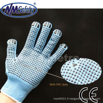 Gants NMSAFETY Best-seller blanchi gant tricoté en coton avec des points de PVC